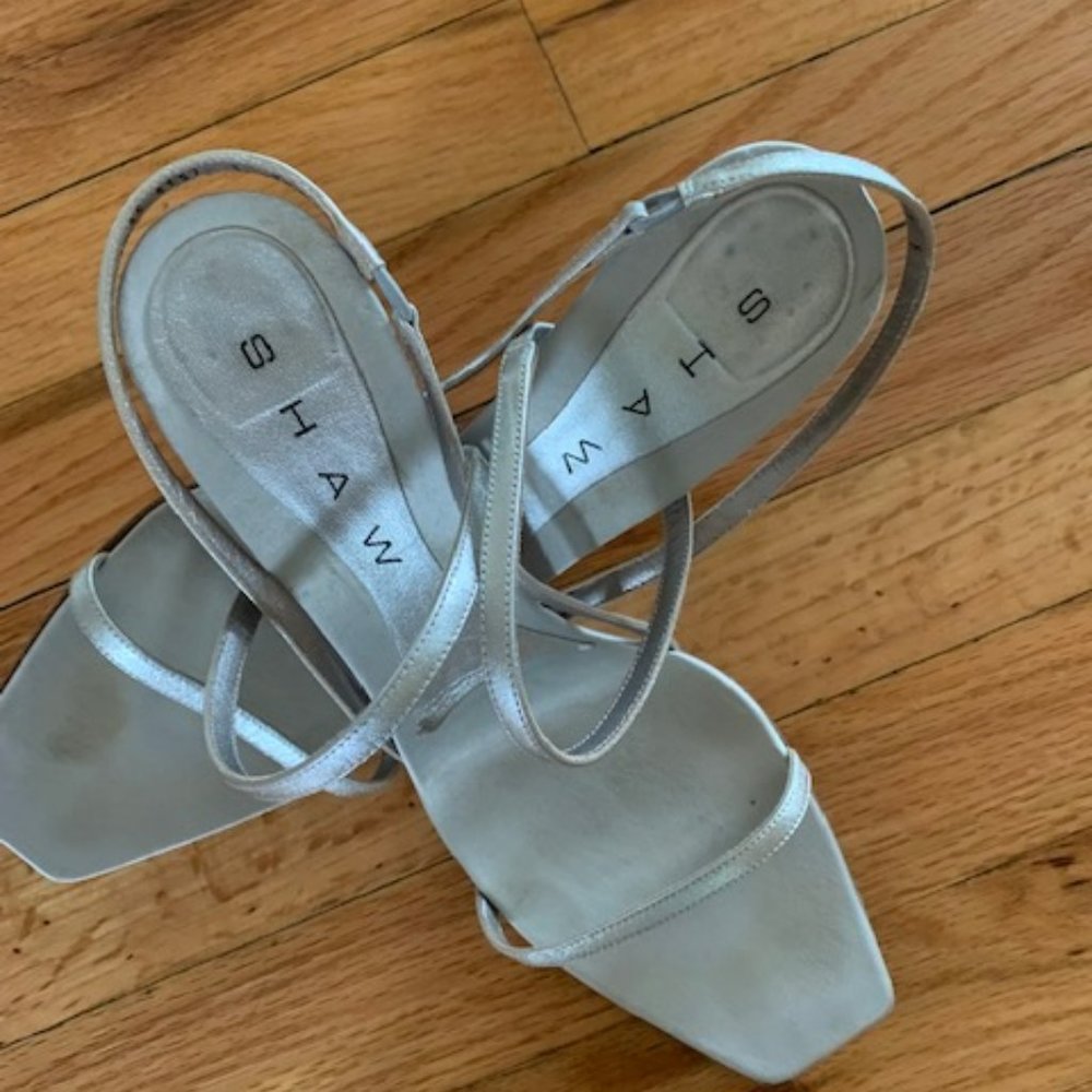 shaw all leather silver sandals size 9